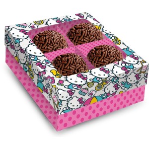 Caixa 4 Bombons Hello Kitty Rosa Com 6 Unidades