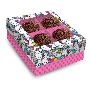 Caixa 4 Bombons Hello Kitty Rosa Com 6 Unidades-111405