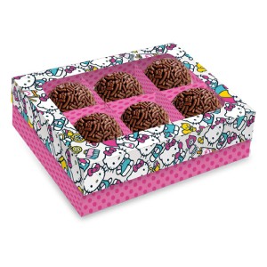 Caixa 6 Bombons Hello Kitty Rosa Com 6 Unidades-111407