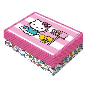 Caixa Presente Retangular G Hello Kitty Rosa Com 3 Unidades-111411