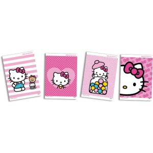 Quadros Decorativos Hello Kitty Rosa Com 4 Unidades