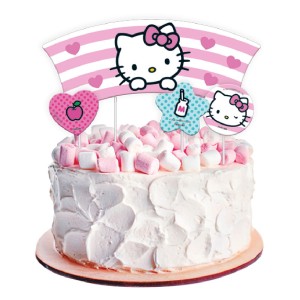 Topper Para Bolo Hello Kitty Rosa Com 4 Unidades-111399