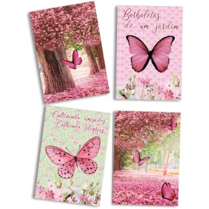 Quadros Decorativos Jardim Das Borboletas Com 4 Unidades