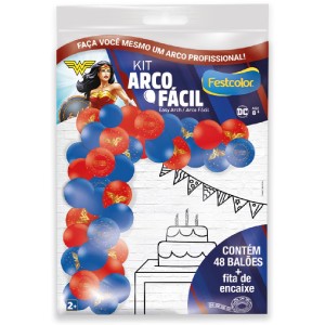 Kit Arco Fácil De Balões Mulher Maravilha 3 Unidades