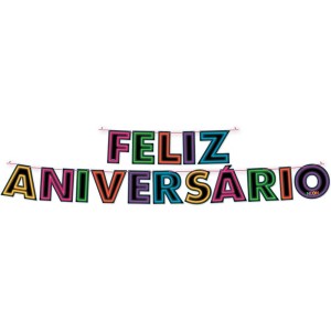 Faixa Feliz Aniversario Neon 12 Unidades-106990-26731