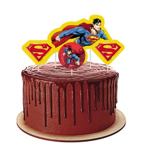 Topper Para Bolo Superman Geek Com 4 Unidades