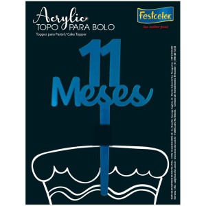 Topo Acrylic 11 Meses Azul Fosco 5 Unidades