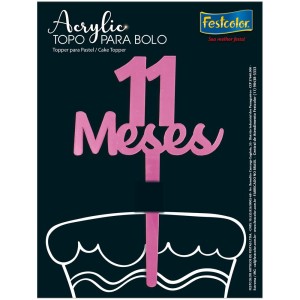 Topo Acrylic 11 Meses Rosa Fosco 5 Unidades
