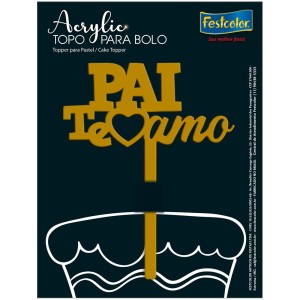 Topo Acrylic Pai Te Amo Dourado Fosco 5 Unidades-109014-77900