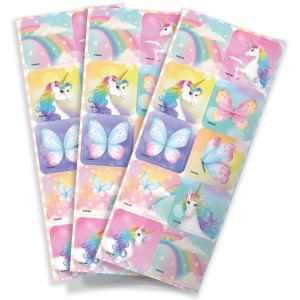 Adesivo Quadrado Unicornio Com 30 Unidades