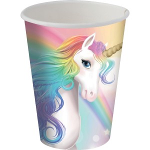 Copo Papel 200ml Unicornio Com 8 Unidades