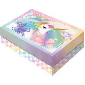 Caixa Presente Retangular P Unicornio Com 6 Unidades