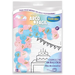 Kit Arco Fácil De Balões Unicornio 3 Unidades