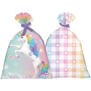 Sacola Plástica Unicornio Com 8 Unidades