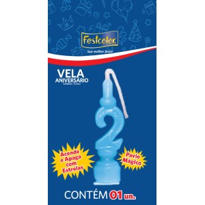 Vela Aniversario Numero Azul Nº2 Com 10 Unidades-104965-13997