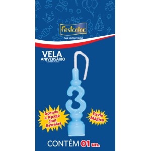 Vela Aniversario Numero Azul Nº3 Com 10 Unidades-104966-80975