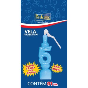 Vela Aniversario Numero Azul Nº5 Com 10 Unidades