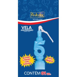 Vela Aniversario Numero Azul Nº5 Com 10 Unidades-104968-29930