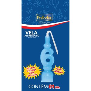 Vela Aniversario Numero Azul Nº6 Com 10 Unidades