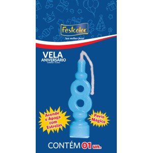 Vela Aniversario Numero Azul Nº8 Com 10 Unidades-104971-94588