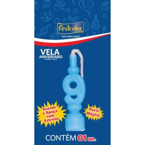 Vela Aniversario Numero Azul Nº9 Com 10 Unidades