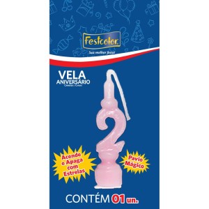 Vela Aniversario Numero Rosa Nº2 Com 10 Unidades