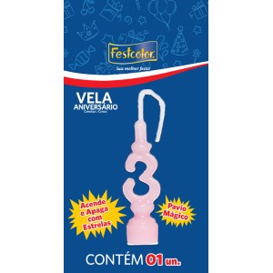 Vela Aniversario Numero Rosa Nº3 Com 10 Unidades-104976-38570