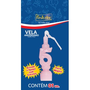 Vela Aniversario Numero Rosa Nº5 Com 10 Unidades-104978-91484