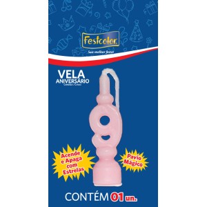 Vela Aniversario Numero Rosa Nº9 Com 10 Unidades-104982-13545