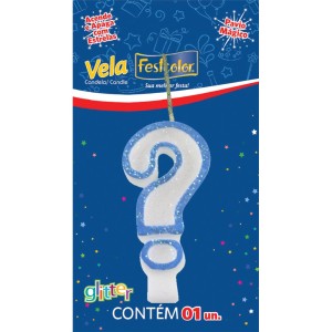 Vela Glitter Azul N ? Com 10 Unidades