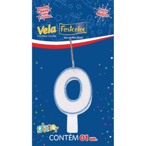 Vela Glitter Azul N 0 Com 10 Unidades