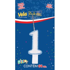 Vela Glitter Azul Nº1 Com 10 Unidades-105291-28903