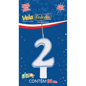 Vela Glitter Azul Nº2 10 Unidades-105292-90280