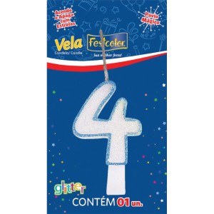 Vela Glitter Azul Nº4 10 Unidades-105294-39699