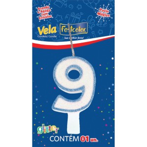 Vela Glitter Azul Nº9 10 Unidades-105299-98459