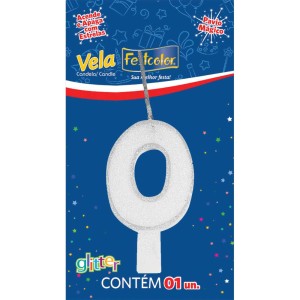 Vela Glitter Branca N 0 10 Unidades-105310-19969