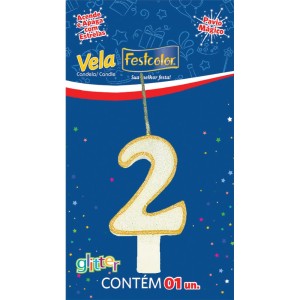 Vela Glitter Ouro Nº2 10 Unidades-106101-82792