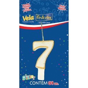 Vela Glitter Ouro Nº7 10 Unidades-106106-94251