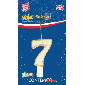 Vela Glitter Ouro Nº7 Com 10 Unidades-106106-80655