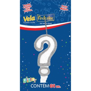 Vela Glitter Prata N ? Com 10 Unidades