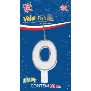 Vela Glitter Prata N 0 10 Unidades-106088-56249