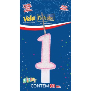 Vela Glitter Rosa Nº1 10 Unidades-105301-44643