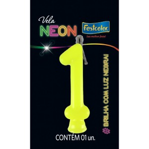 Vela Neon Amarelo Nº1 Com 10 Unidades-107037-49527