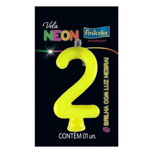 Vela Neon Amarelo Nº2 Com 10 Unidades-107038