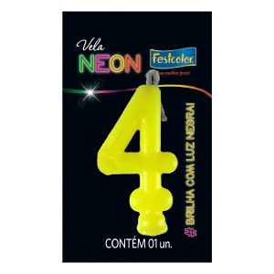 Vela Neon Amarelo Nº4 Com 10 Unidades-107040