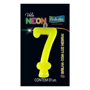 Vela Neon Amarelo Nº7 Com 10 Unidades-107043