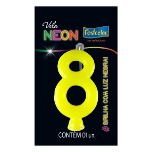 Vela Neon Amarelo Nº8 Com 10 Unidades-107044