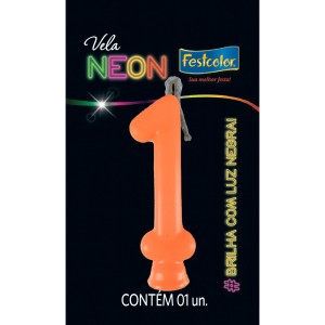 Vela Neon Laranja Nº1 10 Unidades-107015-93981