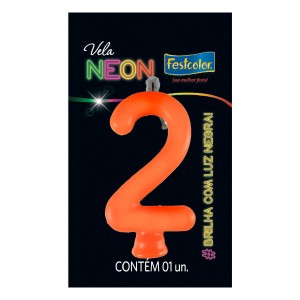 Vela Neon Laranja Nº2 Com 10 Unidades