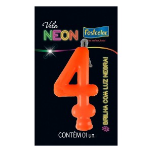 Vela Neon Laranja Nº4 Com 10 Unidades